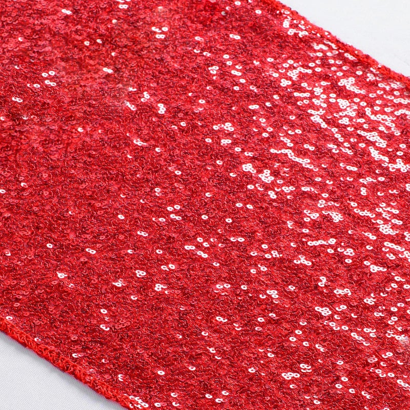 ShiDianYi 12''x72'' Sequin Table Runner - Sparkly Metallic for Wedding, Dinner Reception, Event, Birthday, Baby Shower (1, Red) - Image 1